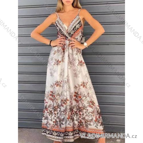 Šaty letné dlhé na ramienka dámske (S / M ONE SIZE) TALIANSKÁ MÓDA IMM211181
