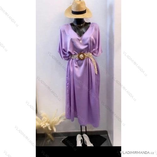 Šaty maxi letné oversize saténové krátky rukáv dámske nadrozmerné (2XL-4XL) TALIANSKÁ MÓDA IMM211184