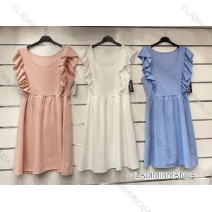 Šaty letné bez rukávov s volánikmi dámske (UNI S / L) TALIANSKÁ MÓDA IMK20062/DR