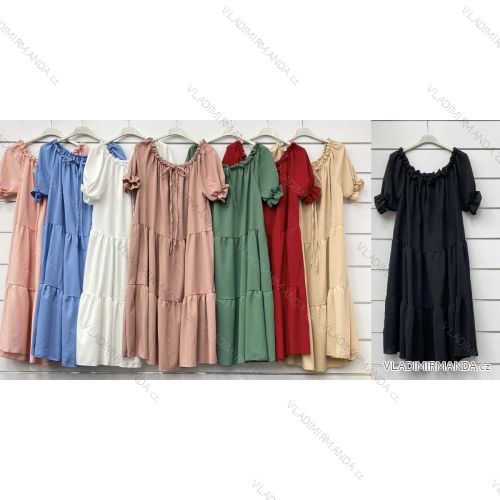 Šaty letné dlhé carmen cez ramená dámske (S / M ONE SIZE) TALIANSKÁ MÓDA IMWA215798