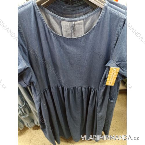 Šaty riflové letné krátky rukáv dámske (l/XL ONE SIZE) TALIANSKÁ MÓDA IM721169