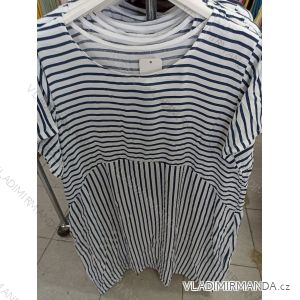 Šaty krátky rukáv nadrozměr dámske prúžok (XL / 2XL ONE SIZE) TALIANSKÁ MÓDA IM721190