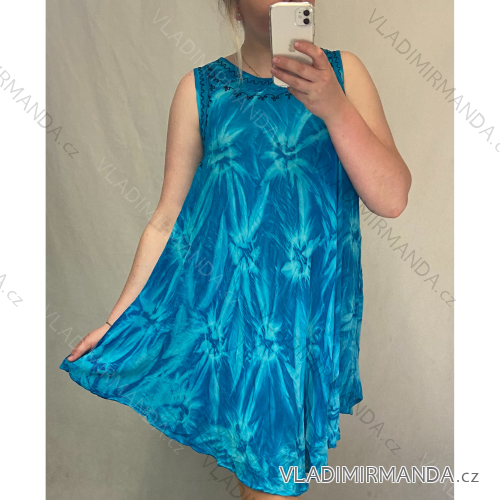 Šaty letní bez rukávu nadrozměr dámské batikové (2XL/ 4XL ONE SIZE) INDICKÁ MóDA MA821013