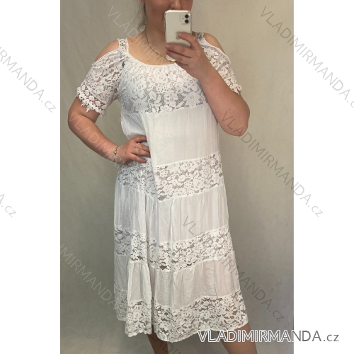 Šaty letní dlouhé na ramínka dámské (M/L/XL) ITALSKÁ MÓDA IMWT21100/DR M-XL biela
