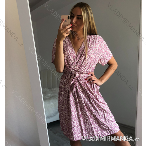 Šaty letné krátky rukáv dámske (M / L ONE SIZE) TALIANSKÁ MÓDA IMS21056
