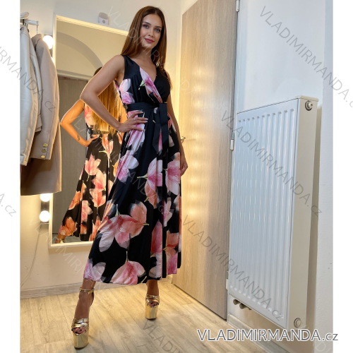 Šaty letné dlhé bez rukávov dámske (S / M ONE SIZE) TALIANSKÁ MÓDA IMM21757