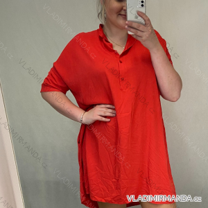 Šaty košeľové krátky rukáv nadrozměr dámske oversize (2XL / 4XL ONE SIZE) TALIANSKÁ MÓDA IM721155/DR