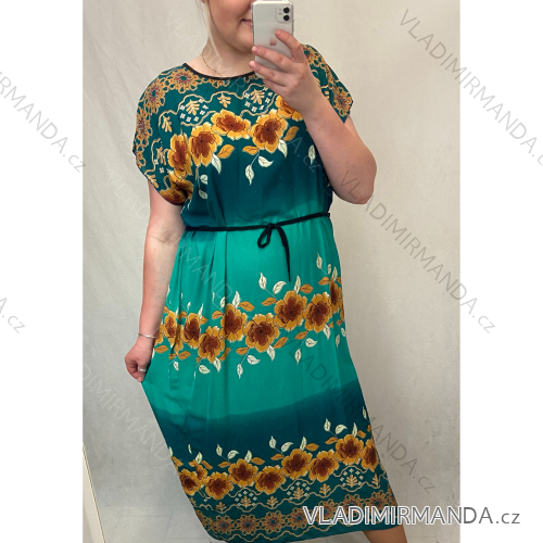 Šaty krátky rukáv dámske nadrozmerné (L-3XL) POĽSKÁ MÓDA PMF20022