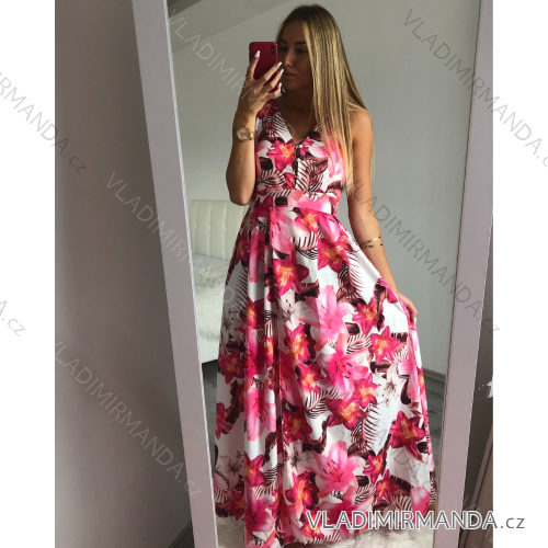 Šaty letné dlhé na široké ramienka dámske (S / M ONE SIZE) TALIANSKÁ MÓDA IMWK21187