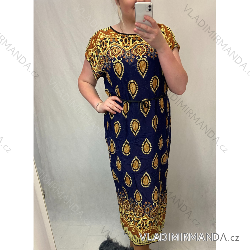 Šaty krátky rukáv dámske nadrozmerné (L-3XL) POĽSKÁ MÓDA PMF20023