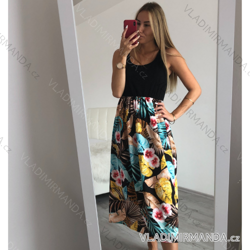 Šaty letné dlhé na ramienka dámske (S / M ONE SIZE) TALIANSKÁ MÓDA IMD22183
