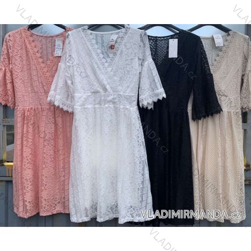 Šaty letné čipkované krátky rukáv dámske (S / M ONE SIZE) TALIANSKÁ MÓDA IMWM215877