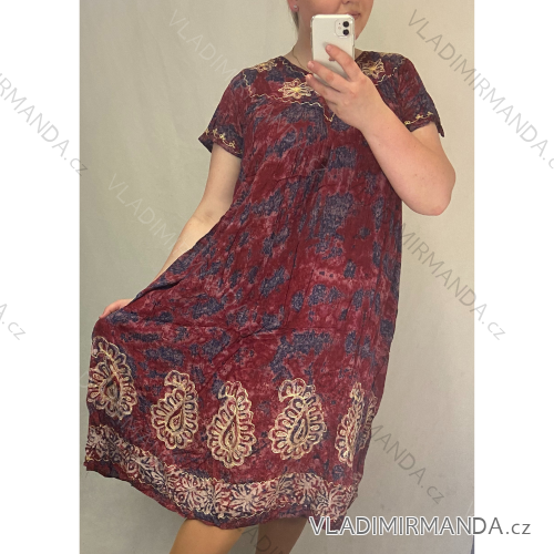 Šaty letné krátky rukáv dámske (L-2XL) POĽSKÁ MÓDA PME2104012