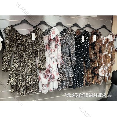 Šaty letné carmen dlhý rukáv dámske (S / M ONE SIZE) TALIANSKÁ MÓDA IMWD216025