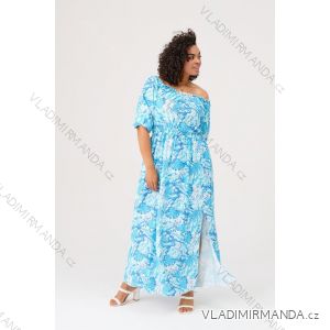 Šaty dlhé 3/4 krátky rukáv dámske nadrozměr (XL-3XL) POSLKÁ MÓDA PMLE21001