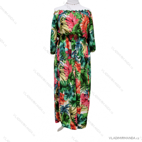 Šaty dlhé carmen 3/4 krátky rukáv dámske nadrozměr (XL-3XL) POSLKÁ MÓDA PMLE21002