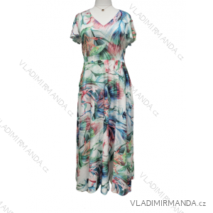 Šaty dlhé krátky rukáv dámske nadrozměr (XL-3XL) POSLKÁ MÓDA PMLE21006