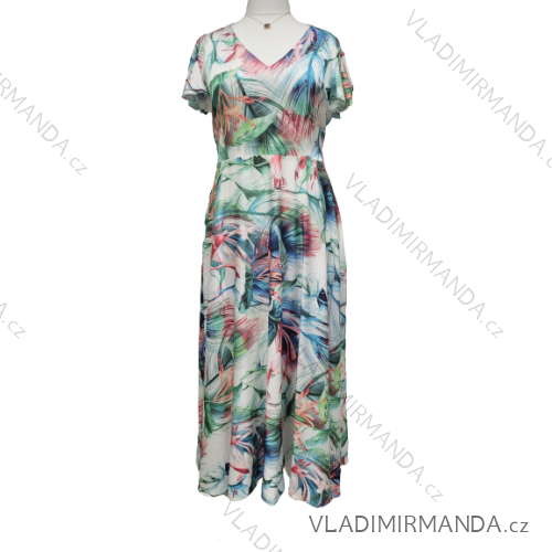 Šaty dlhé krátky rukáv dámske nadrozměr (XL-3XL) POSLKÁ MÓDA PMLE21006