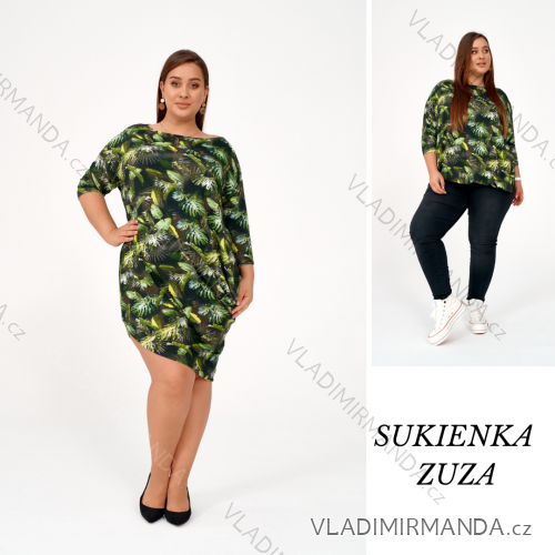 Šaty dlouhý rukáv dámské nadrozměr (3XL-4XL) POSLKÁ MÓDA PMLE22001