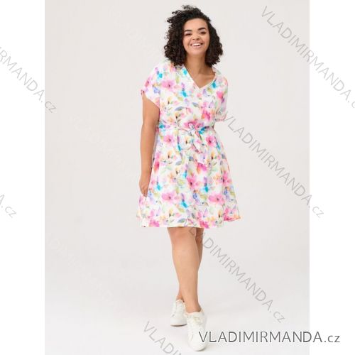 Šaty krátky rukáv dámske nadrozměr (XL-3XL) POSLKÁ MÓDA PMLE21025