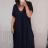 Šaty maxi letné dlhé krátky rukáv dámske (3XL / 4XL ONE SIZE) TALIANSKÁ MÓDA IMS21024 / DR stř. modrá