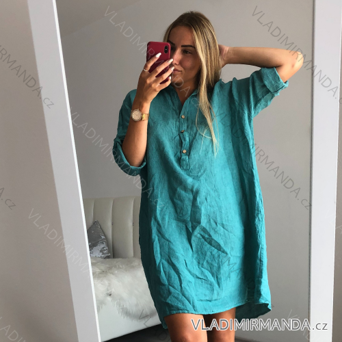 Šaty košeľové letné 3/4 dlhý rukáv dámske (uni xl / 2xl) TALIANSKÁ MÓDA IM821016