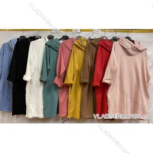 Šaty mikinové dlouhý rukáv dámské nadrozměr (3XL/4XL ONE SIZE) ITALSKÁ MÓDA IM4211964