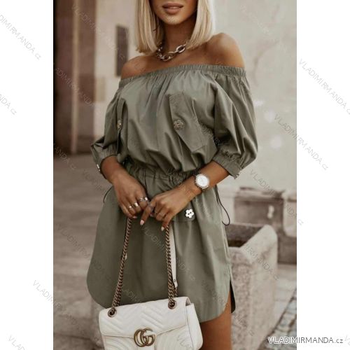 Šaty carmen krátky rukáv dámske (S / M ONE SIZE) TALIANSKÁ MÓDA IMWG216051