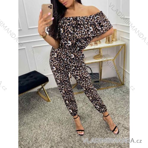 Overal elegantný dlhý carmen leopard dámsky (S / M ONE SIZE) TALIANSKÁ MÓDA IMWA216055