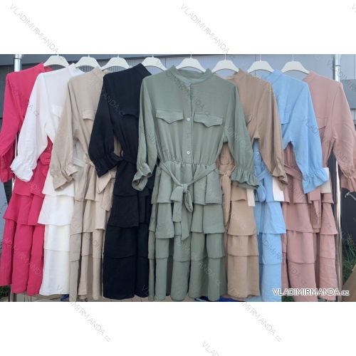 Šaty letné košeľové dlhý rukáv oversize dámske (S / M ONE SIZE) TALIANSKÁ MÓDA IMWM216078