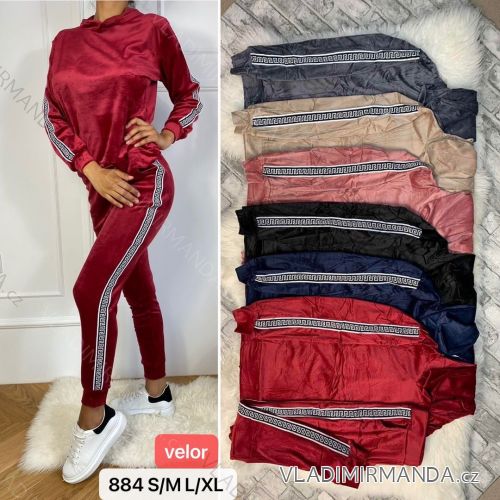 Súprava zamatová mikina dlhý rukáv a tepláky dámska (S-XL) TURECKÁ MÓDA TMWL21884V