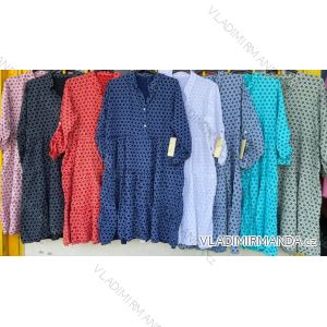 Šaty košilové dlouhý rukáv dámské puntik (XL/2XL ONE SIZE) ITALSKÁ MÓDA IMD21971