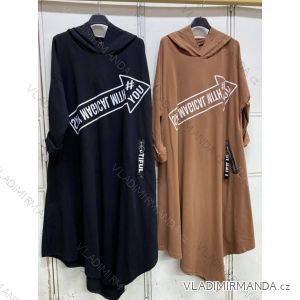 Šaty mikinové s kapucňou oversize dlhý rukáv dámske (M-XL) TALIANSKÁ MÓDA IMC21666