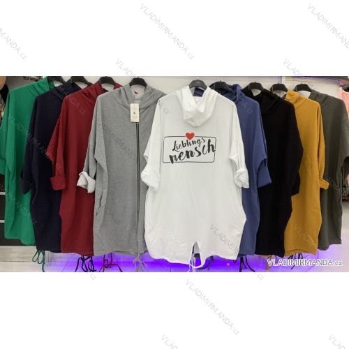 Mikina predĺžená na zips dlhý rukáv dámska (L / XL ONE SIZE) TALIANSKÁ MÓDA IMWD216290