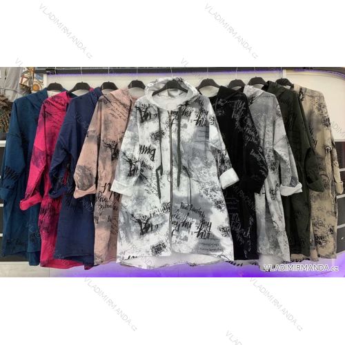Mikina predĺžená na zips dlhý rukáv dámska (L / XL ONE SIZE) TALIANSKÁ MÓDA IMWD216291