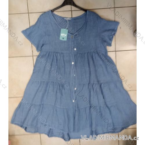 Šaty ľanové letné krátky rukáv dámske (S / M ONE SIZE) TALIANSKÁ MÓDA IM521B372150