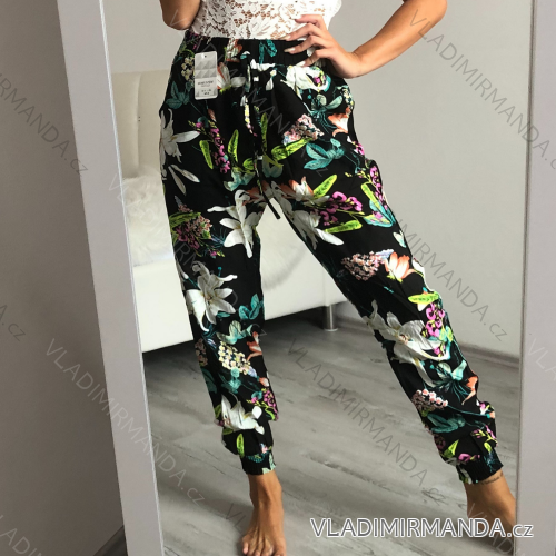 Nohavice květované dlhé dámske (S-XXL) TURECKÁ MODA TM921A-19
