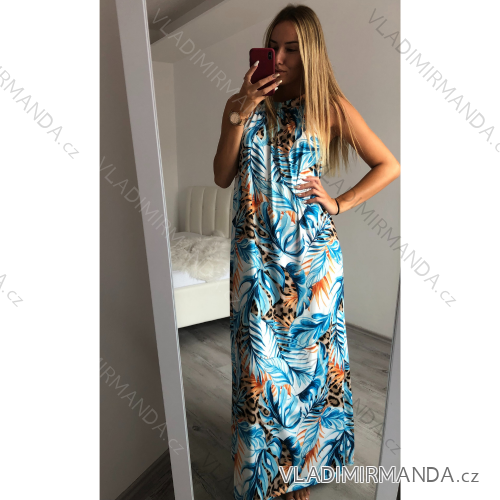 Šaty letné dlhé na ramienka IceCool dámske (S / M ONE SIZE) TALIANSKÁ MÓDA IMM21818-1