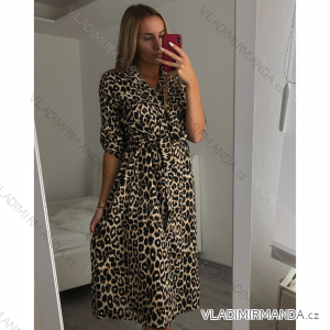 Šaty elegantní košilové dlouhý rukáv leopard dámské (UNI S/M) ITALSKÁ MÓDA IMWA210009