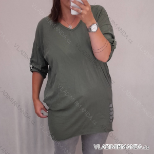 Šaty oversize krátky rukáv dámske (SM / L ONE SIZE) TALIANSKÁ MÓDA IMD21956/DR