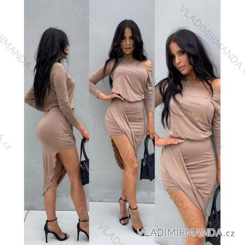 Šaty dlhý rukáv dámske (S / M ONE SIZE) TALIANSKÁ MÓDA IMWESILVIA/DR S / M <p>khaki</p>