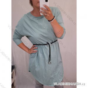 Šaty s opaskom dlhý rukáv dámske nadrozměr (2XL / 3XL ONE SIZE) TALIANSKA MODA IM4212114