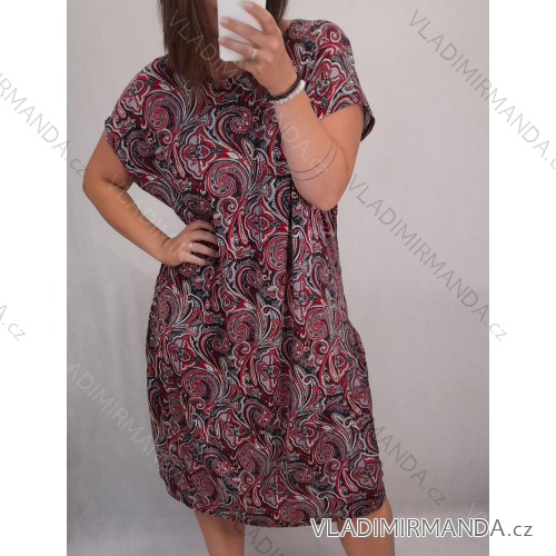 Šaty krátky rukáv dámske nadrozmerné (XL / 3XL) POĽSKÁ MÓDA PME20029