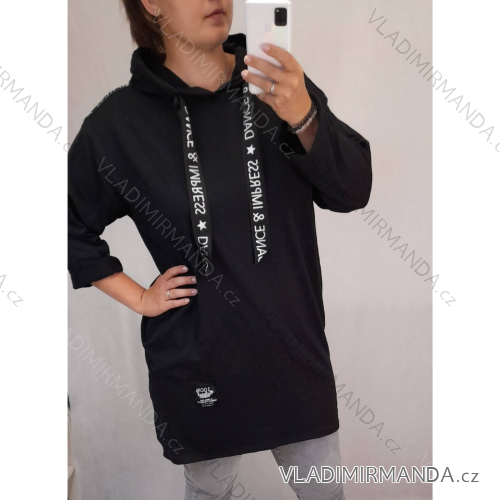 Šaty alá mikina predĺžená 3/4rukáv oversized dámske (UNI S / XL) TALIANSKÁ MÓDA IMM20922NICOLA