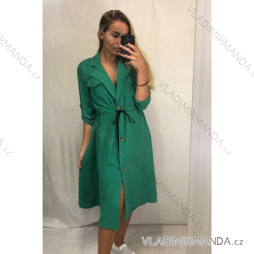 Šaty elegantné košeľové 3/4 dlhý rukáv dámske (UNI S / M) TALIANSKÁ MÓDA IMM21903