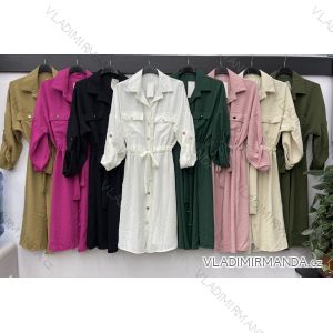 Šaty krátke košeľové dlhý rukáv dámske (S / M ONE SIZE) TALIANSKÁ MÓDA IMWB216418