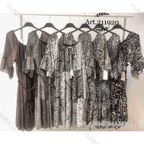 Šaty carmen dlhý rukáv dámske (S / M ONE SIZE) TALIANSKÁ MÓDA IMWC216461