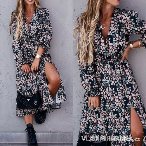 Šaty dlhé dlhý rukáv dámske (S / M ONE SIZE) TALIANSKÁ MÓDA IMWG216498