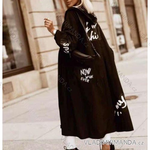 Bunda tenká s kapucňou na zips dlhý rukáv dámska nadrozměr (XL / 2XL ONE SIZE) TALIANSKÁ MÓDA IMWT216537