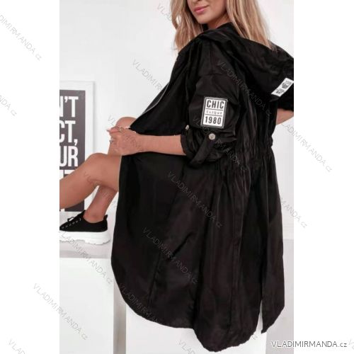 Bunda tenká s kapucňou na zips dlhý rukáv dámska nadrozměr (XL / 2XL ONE SIZE) TALIANSKÁ MÓDA IMWD216538